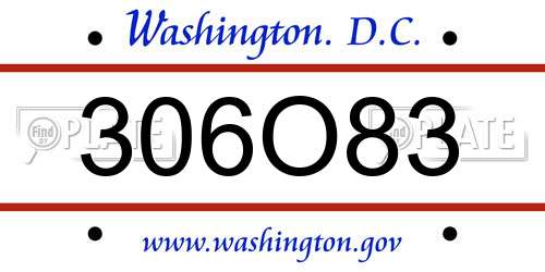 306O83 District Of Columbia License Plate