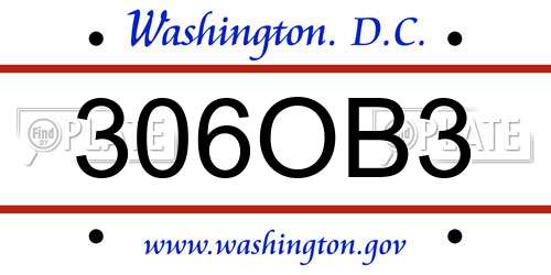306OB3 District Of Columbia License Plate