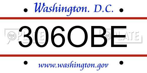 306OBE District Of Columbia License Plate