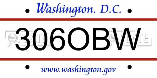 306OBW District Of Columbia License Plate