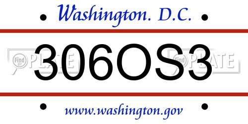 306OS3 District Of Columbia License Plate