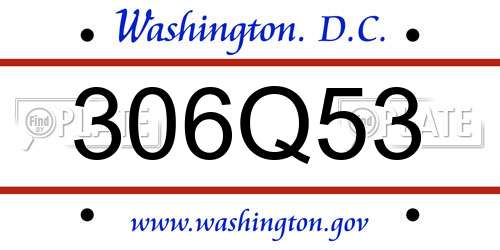 306Q53 District Of Columbia License Plate