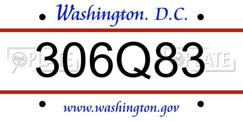 306Q83 District Of Columbia License Plate