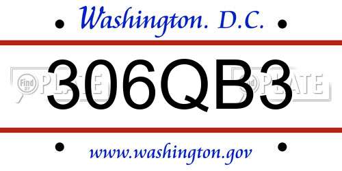306QB3 District Of Columbia License Plate