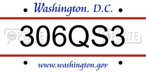 306QS3 District Of Columbia License Plate