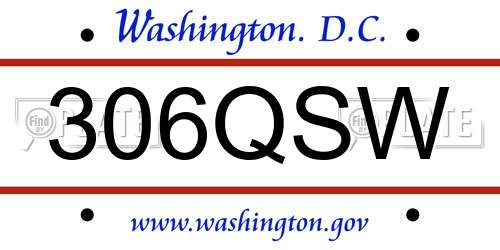 306QSW District Of Columbia License Plate