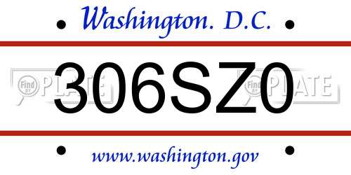 306SZ0 District Of Columbia License Plate