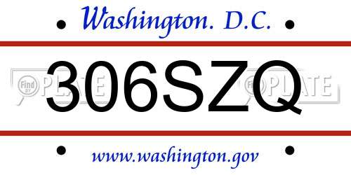 306SZQ District Of Columbia License Plate