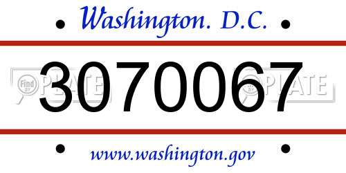 3070067 District Of Columbia License Plate
