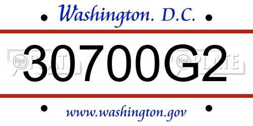 30700G2 District Of Columbia License Plate