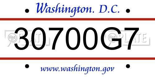 30700G7 District Of Columbia License Plate