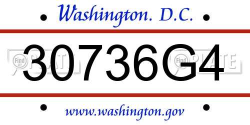 30736G4 District Of Columbia License Plate