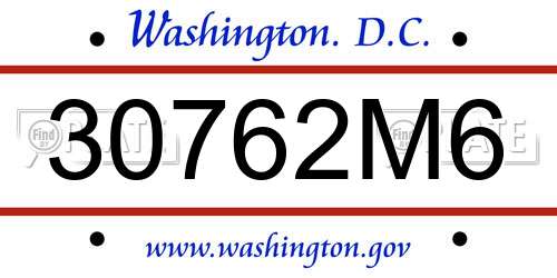 30762M6 District Of Columbia License Plate