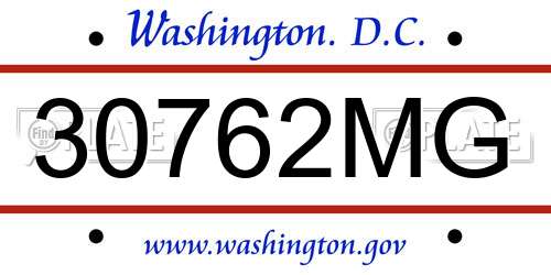 30762MG District Of Columbia License Plate