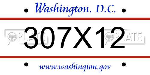 307X12 District Of Columbia License Plate