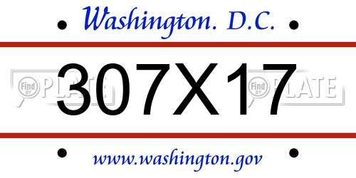 307X17 District Of Columbia License Plate
