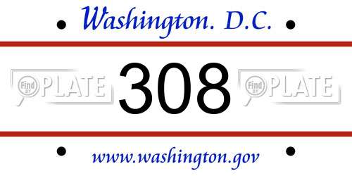 308 District Of Columbia License Plate