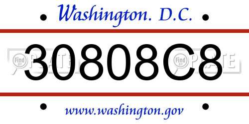 30808C8 District Of Columbia License Plate