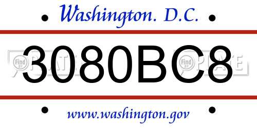 3080BC8 District Of Columbia License Plate