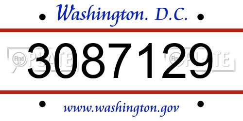 3087129 District Of Columbia License Plate