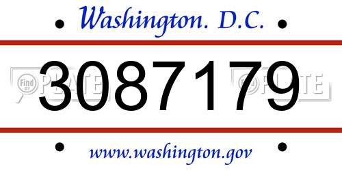 3087179 District Of Columbia License Plate