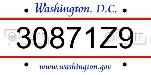 30871Z9 District Of Columbia License Plate