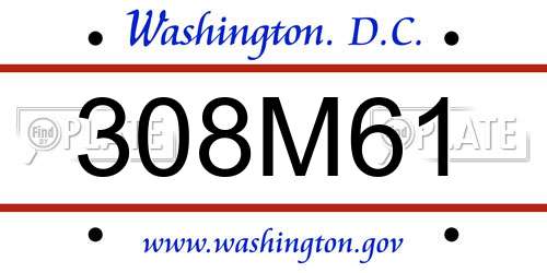 308M61 District Of Columbia License Plate