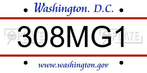 308MG1 District Of Columbia License Plate