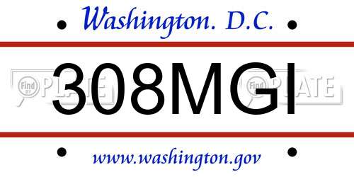 308MGI District Of Columbia License Plate