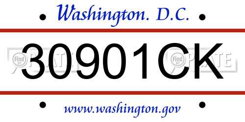30901CK District Of Columbia License Plate