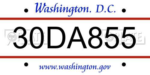 30DA855 District Of Columbia License Plate