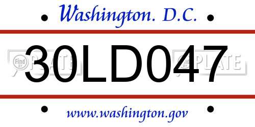30LD047 District Of Columbia License Plate