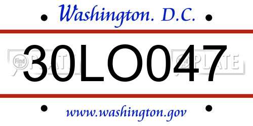 30LO047 District Of Columbia License Plate