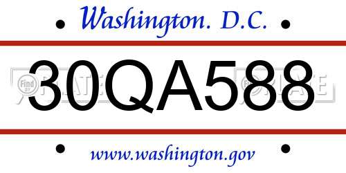30QA588 District Of Columbia License Plate