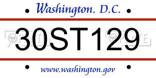 30ST129 District Of Columbia License Plate