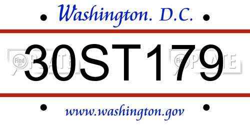 30ST179 District Of Columbia License Plate