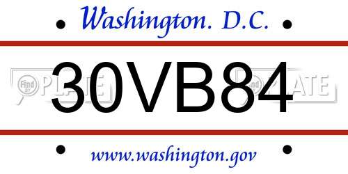 30VB84 District Of Columbia License Plate