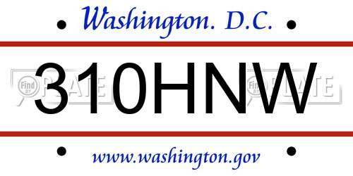 310HNW District Of Columbia License Plate
