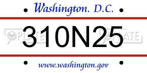 310N25 District Of Columbia License Plate