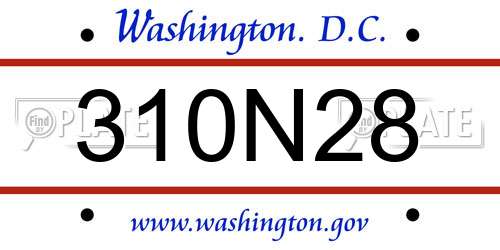310N28 District Of Columbia License Plate