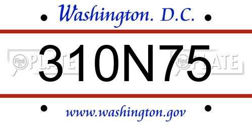 310N75 District Of Columbia License Plate