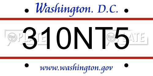 310NT5 District Of Columbia License Plate