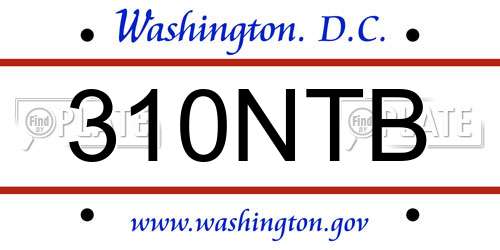 310NTB District Of Columbia License Plate