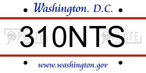310NTS District Of Columbia License Plate