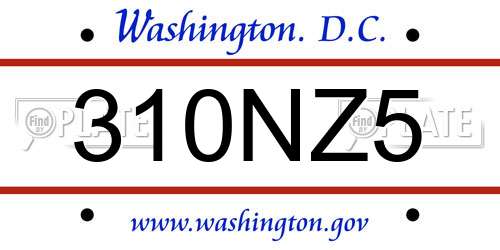310NZ5 District Of Columbia License Plate