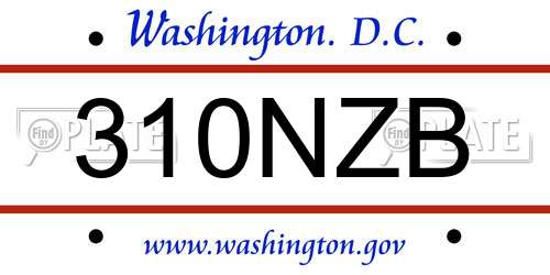 310NZB District Of Columbia License Plate