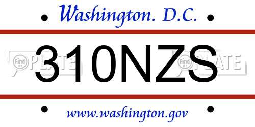 310NZS District Of Columbia License Plate
