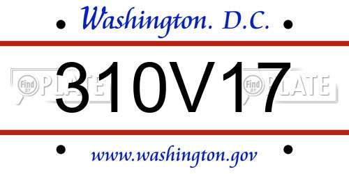 310V17 District Of Columbia License Plate