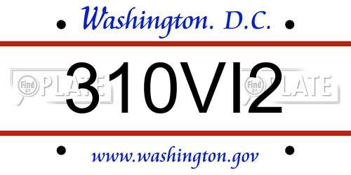 310VI2 District Of Columbia License Plate