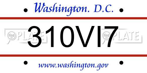 310VI7 District Of Columbia License Plate